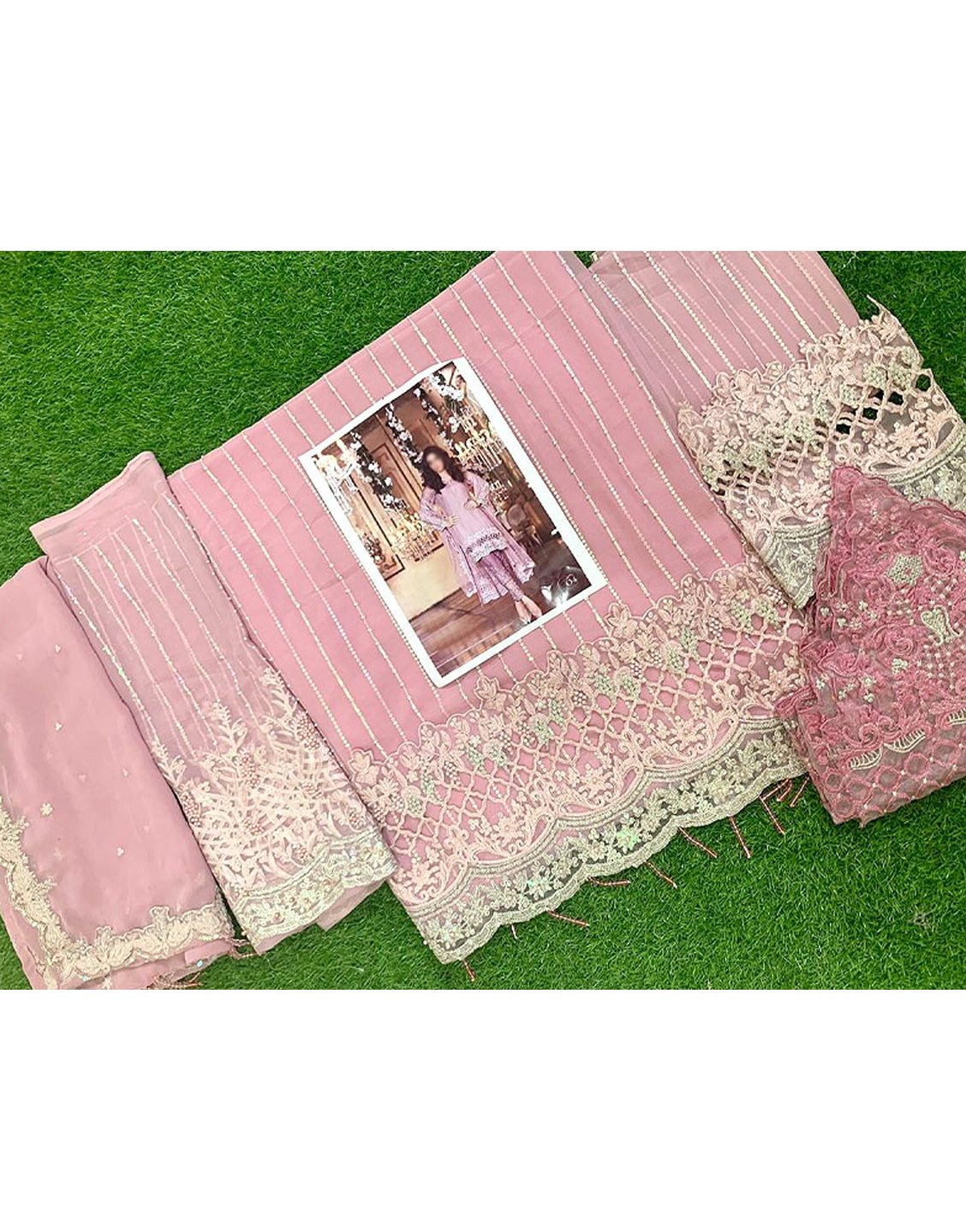 Adorable Heavy Embroidered & Handwork Chiffon Wedding Dress