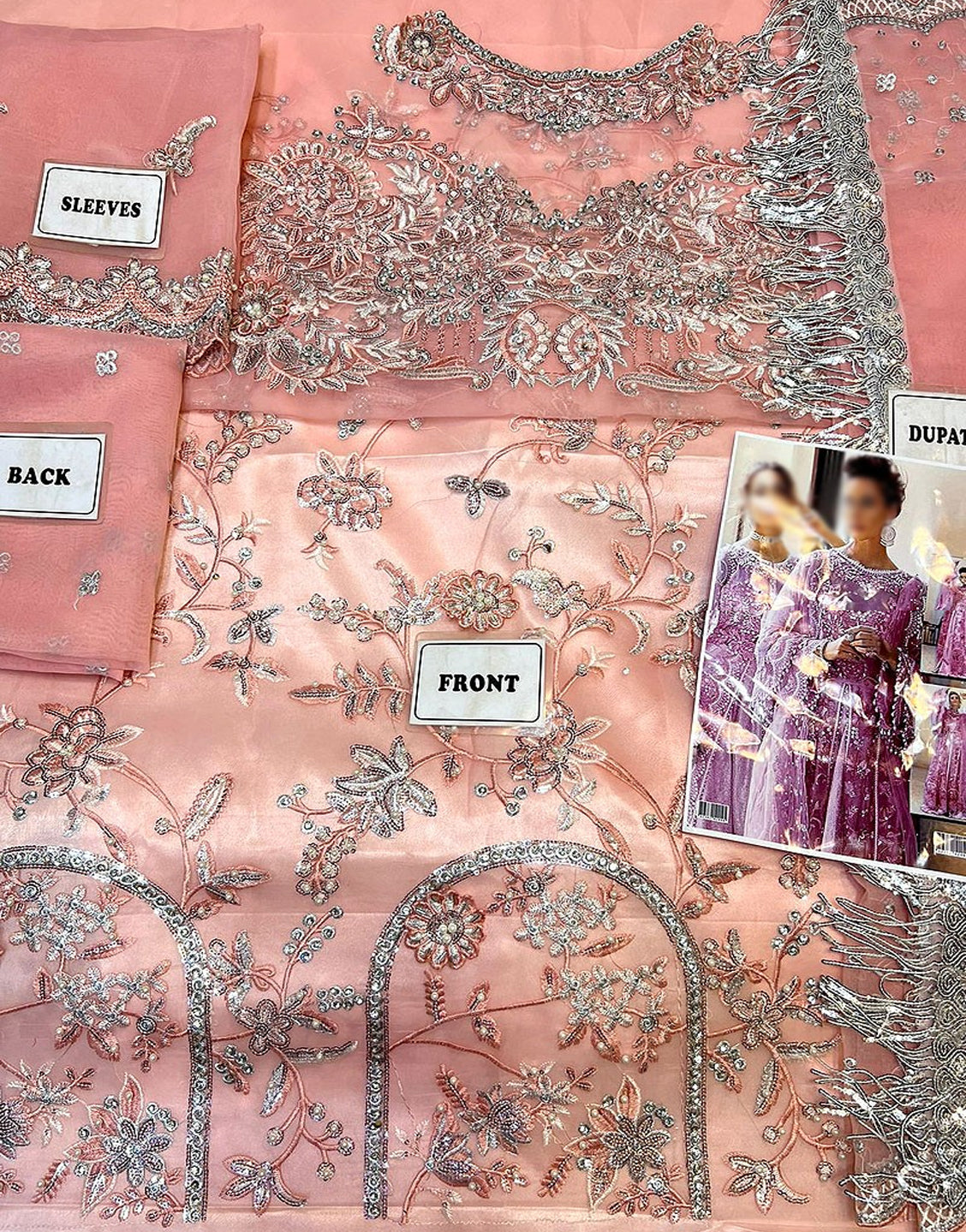 3D & Handwork Heavy Embroidered Organza Wedding Dress