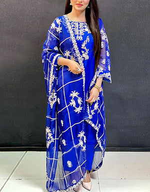 Heavy Embroidered with Handwork Organza Party Wear Dress