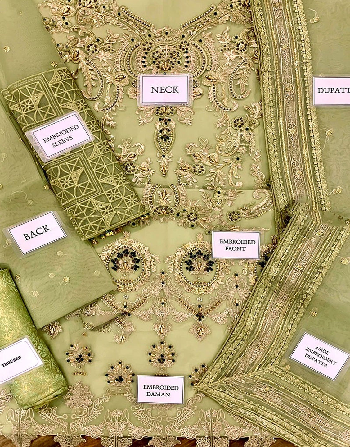 Heavy Embroidered with Handwork Organza Wedding Dress