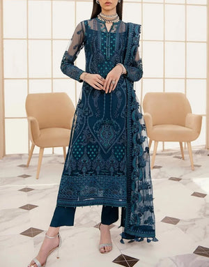 Heavy Embroidered Formal Net Wedding Dress 2024