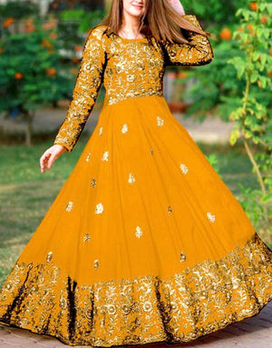 Readymade 2-Piece Embroidered Shamoz Silk Maxi Dress