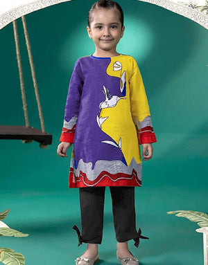 Digital Print 2-Piece Lawn Suit for Girls