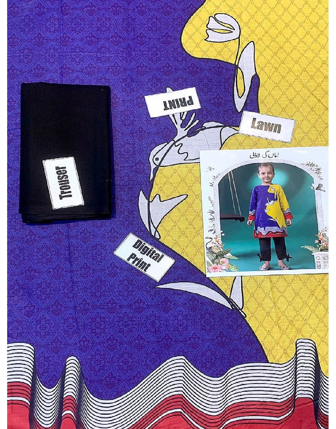 Digital Print 2-Piece Lawn Suit for Girls