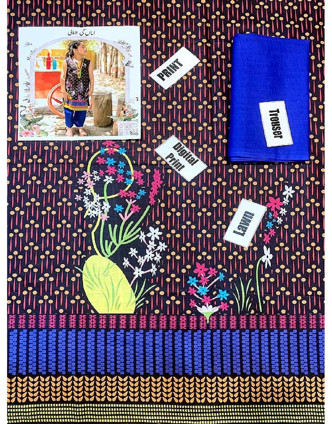 Digital Print 2-Piece Lawn Suit for Girls