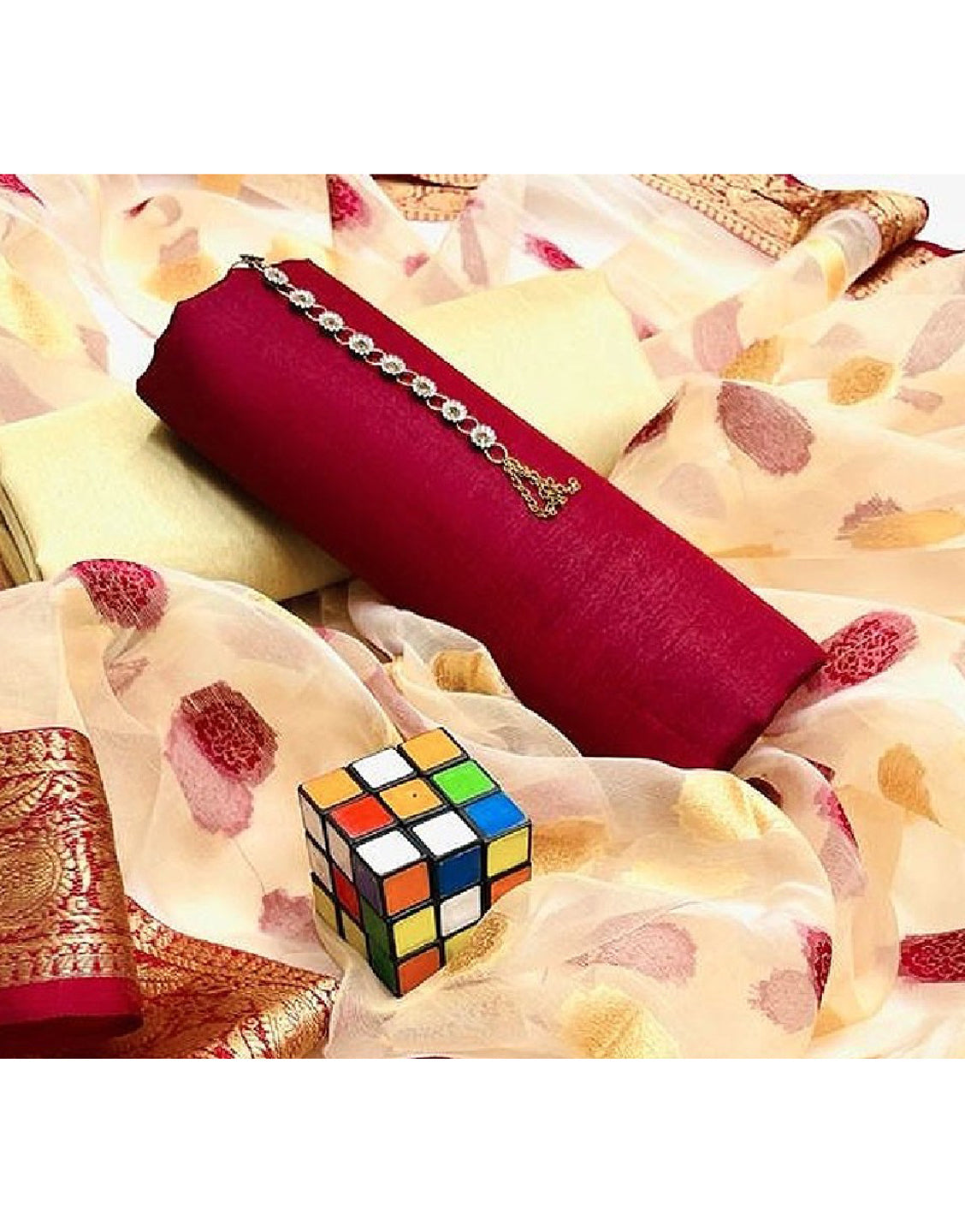 Banarsi Style Raw Silk Dress with Organza Jacquard Dupatta