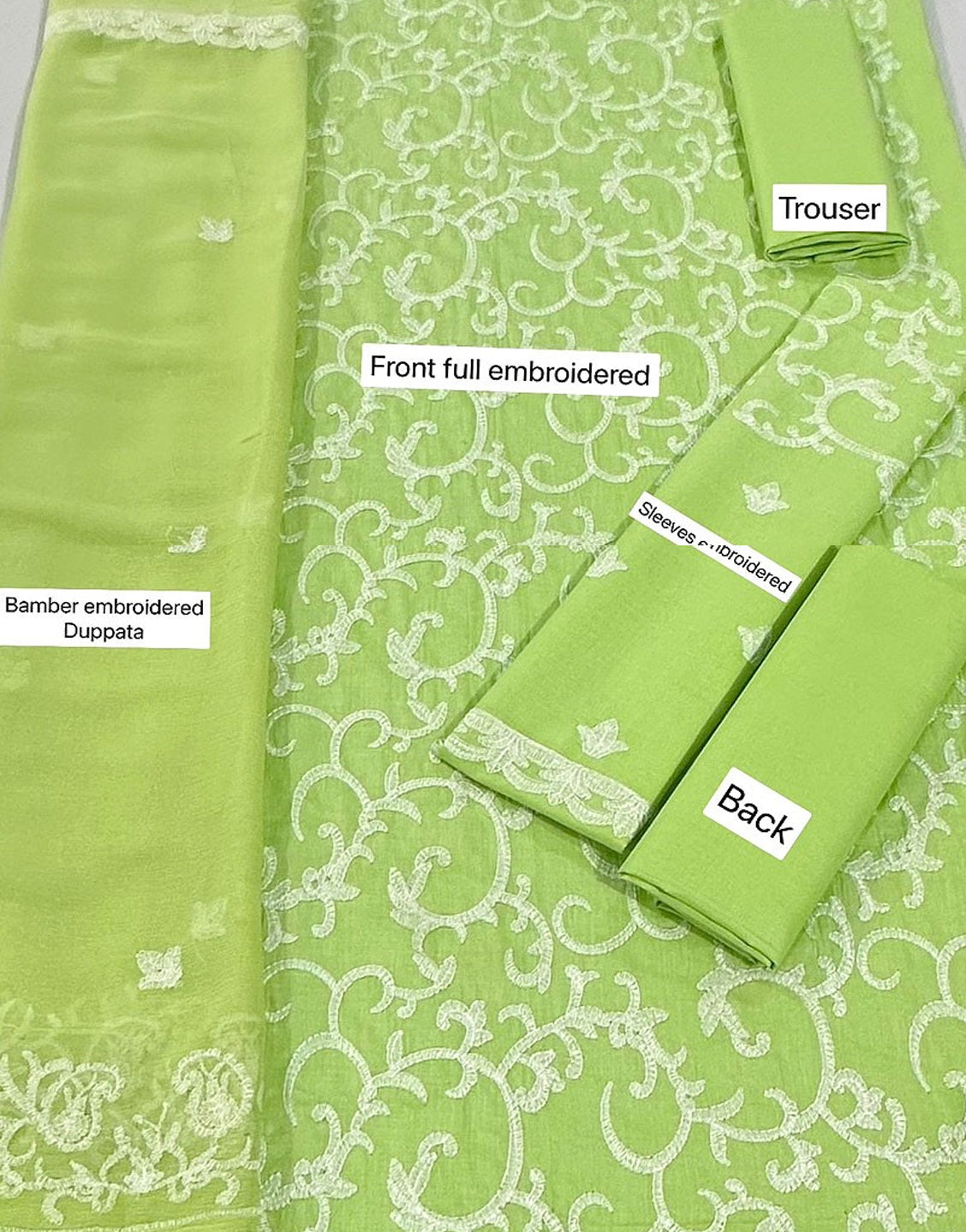 Luxury Embroidered Lawn Dress with Bamber Chiffon Dupatta