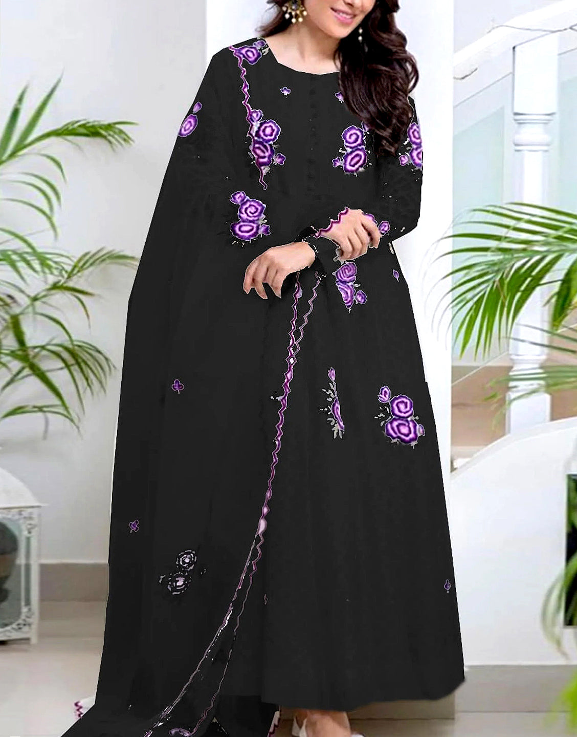 Heavy Embroidered Lawn Dress 2024 with Bamber Chiffon Dupatta