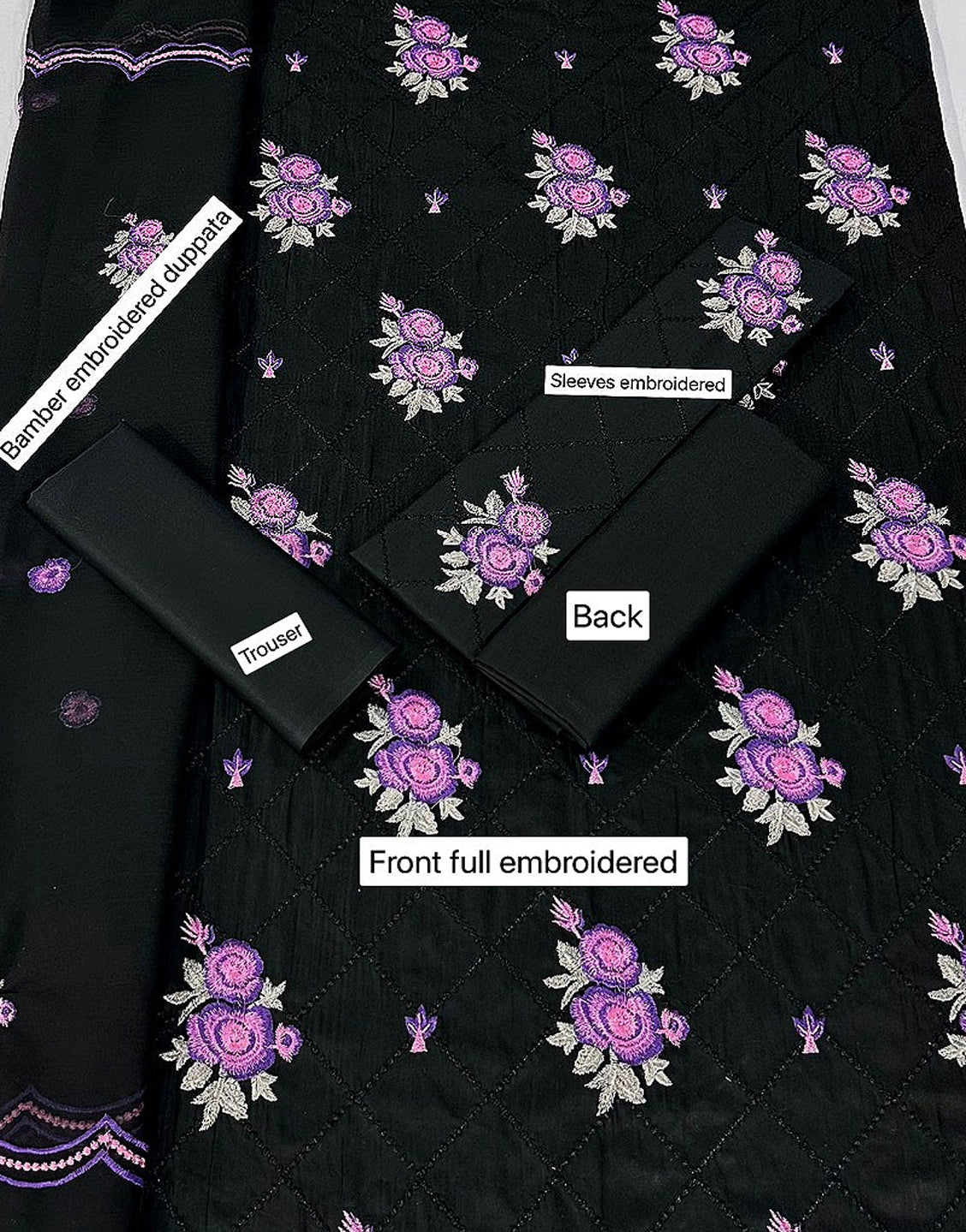 Heavy Embroidered Lawn Dress with Bamber Chiffon Dupatta