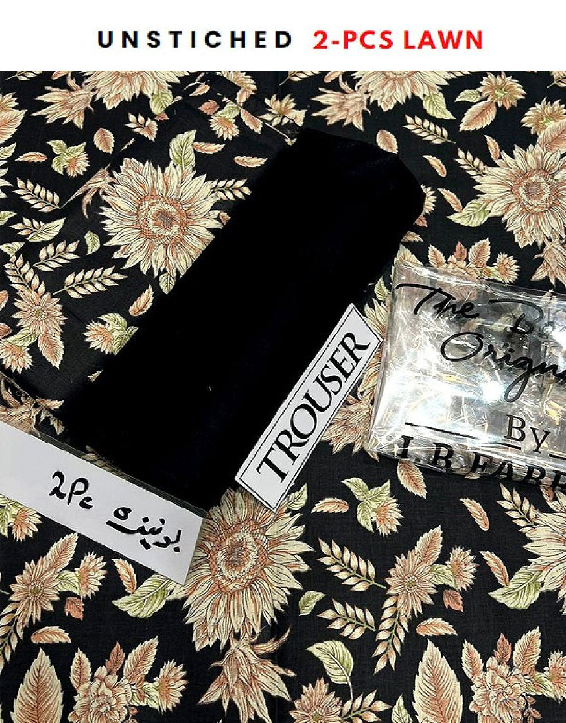 2-Piece Sunflower Print Black Lawn Dress