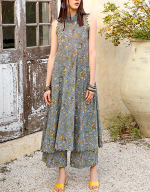 Digital All-Over Print Lawn Dress with Diamond Dupatta