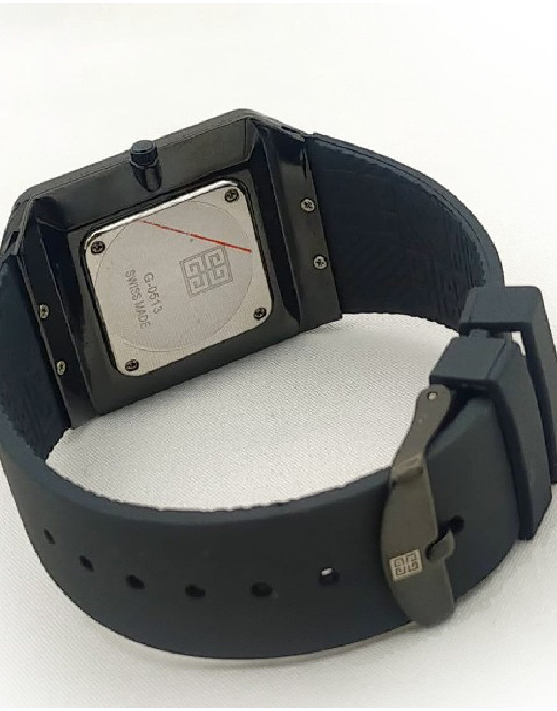 Trendy Men's Black Rubber Strap Watch