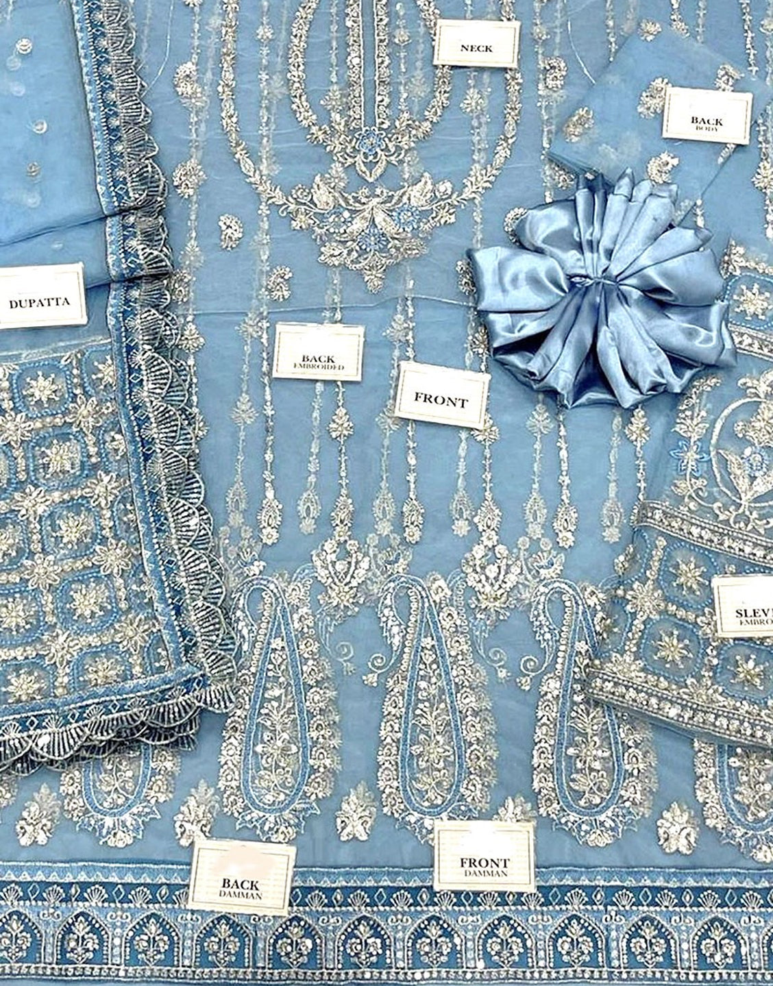 Luxury Handwork Heavy Embroidered Net Bridal Maxi Dress