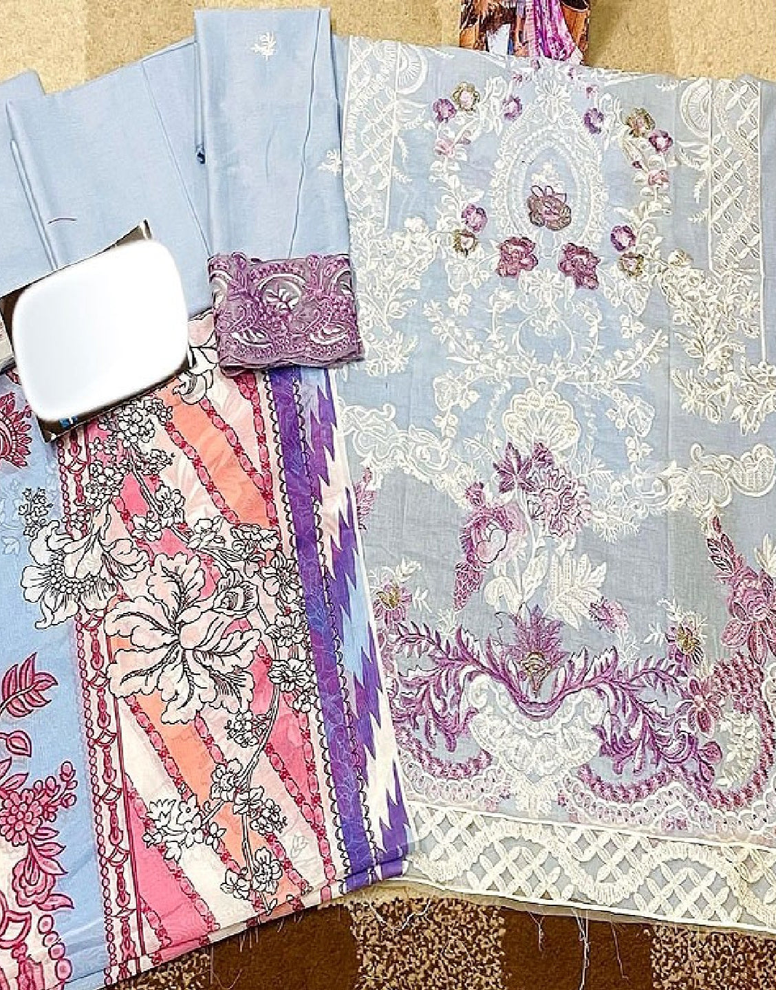 Luxury Heavy Embroidered Lawn Dress with Digital Print Silk Dupatta