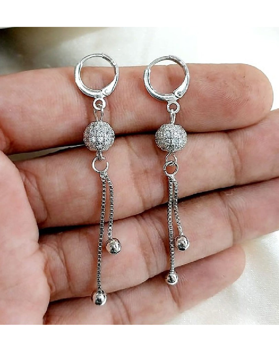 Elegant Silver Ball Shaped Earrings
