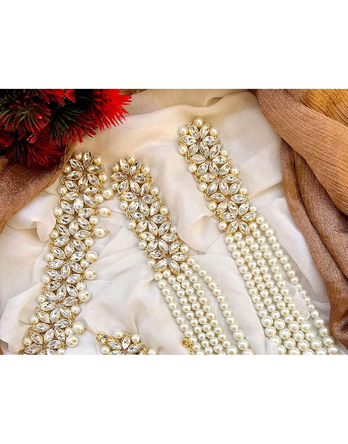 Bridal Long Mala Set with Heavy Choker, Earrings and Tikka