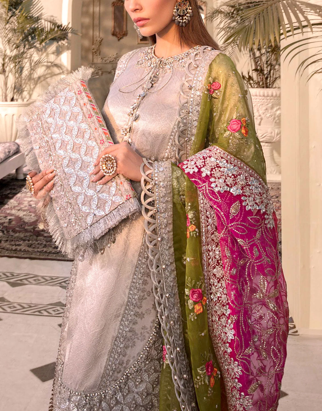 Luxury Heavy Embroidered Organza Wedding Dress