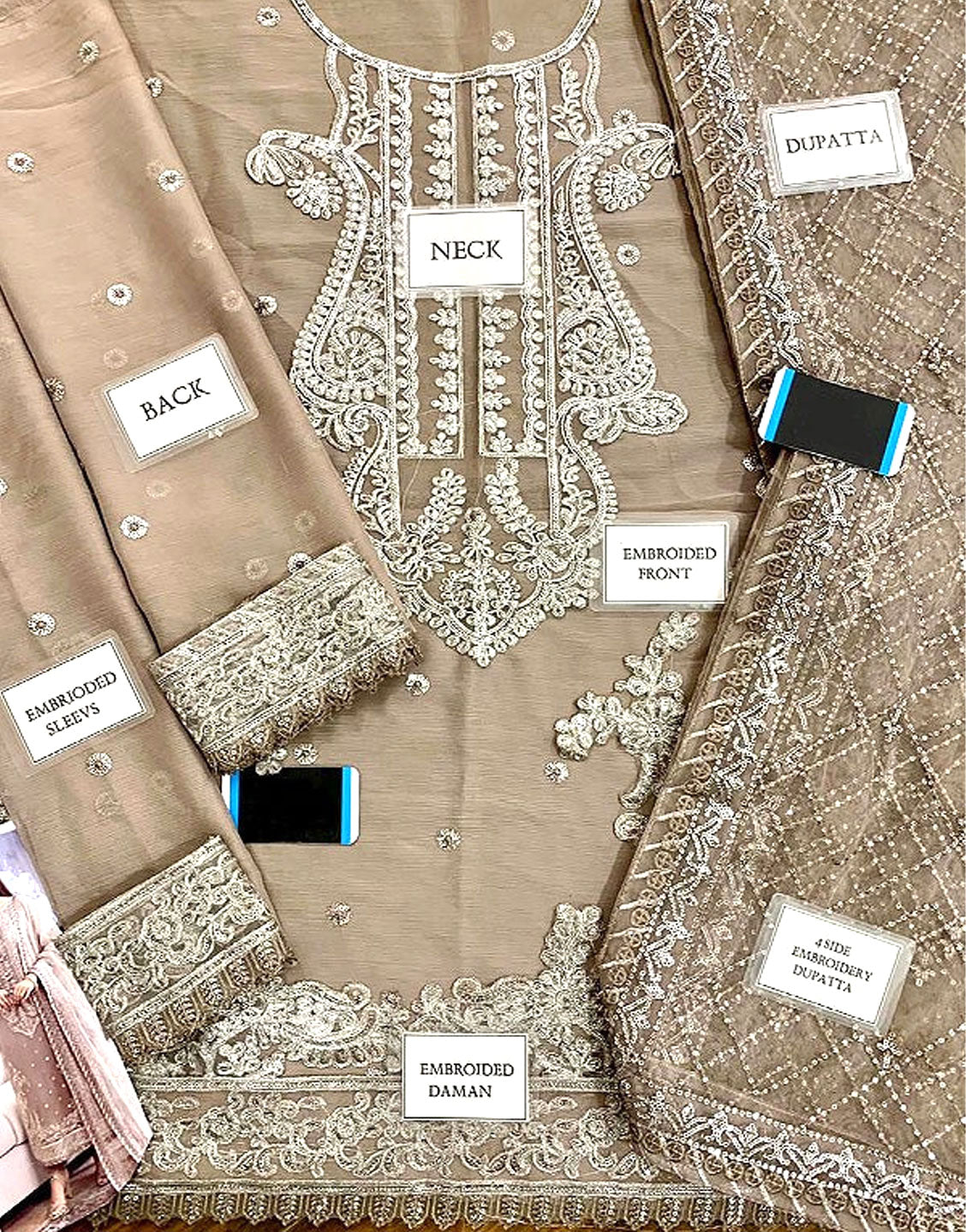 Heavy Embroidered Chiffon Party Dress with Embroidered Net Dupatta