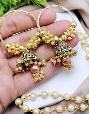 Indian Long Mala with Antique Jhumkis