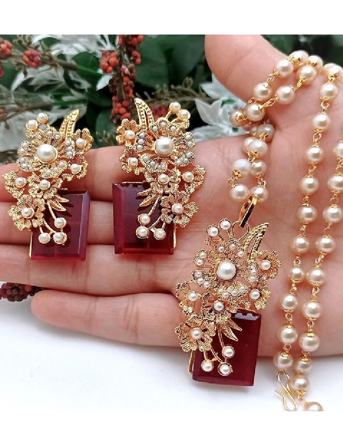 Turkish Gold Polish Jewelry Set with Earrings