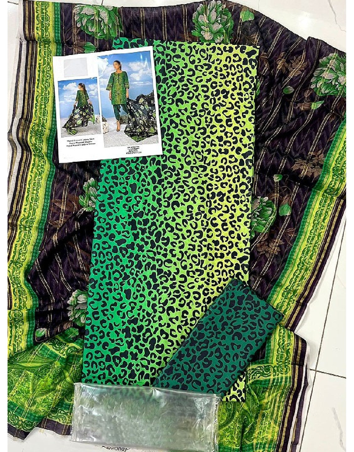 Digital All-Over Print Cambric Cotton Suit with Diamond Dupatta