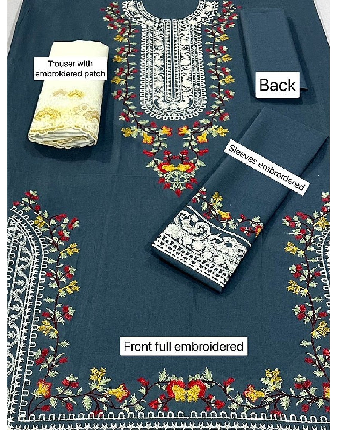 Elegant 2-Piece Embroidered Linen Dress