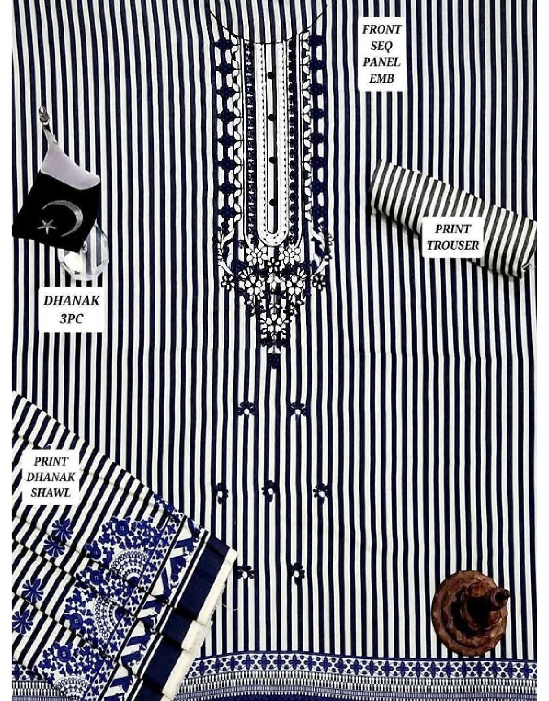 Trendy Sequins Embroidered Dhanak Dress with Dhanak Shawl