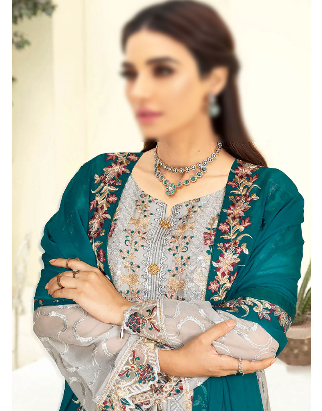 Luxury Handwork & Embroidered Organza Party Dress (Same As Original)