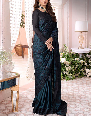 Luxury Heavy Embroidered Fancy Net Saree Dress 2024