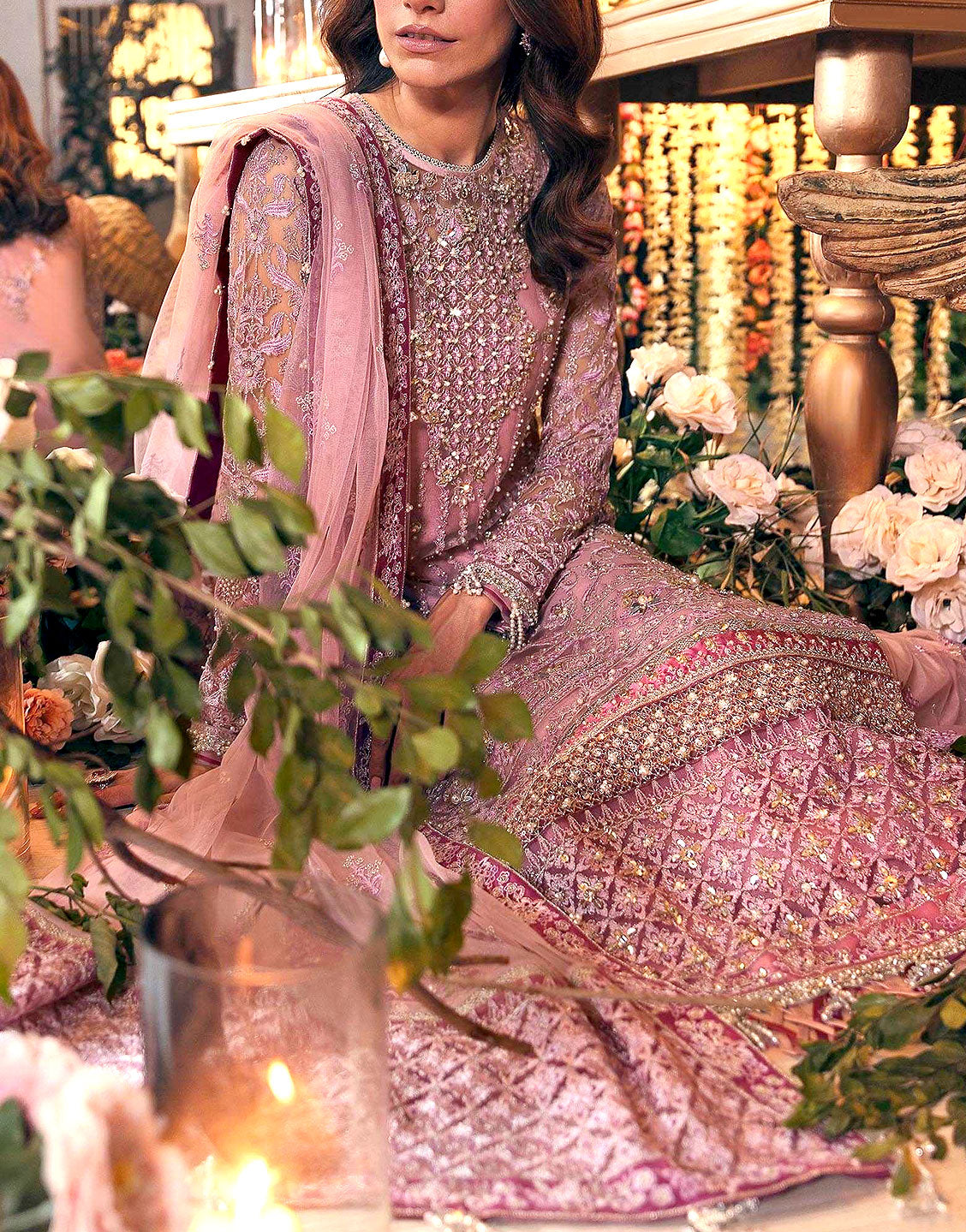 Luxury Handwork Heavy Embroidered Organza Wedding Dress