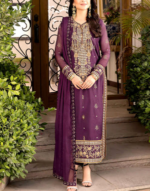 Elegant Embroidered Chiffon Party Wear Dress