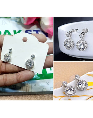 Classic 925 Sterling Silver Gemstone Diamonds Earrings