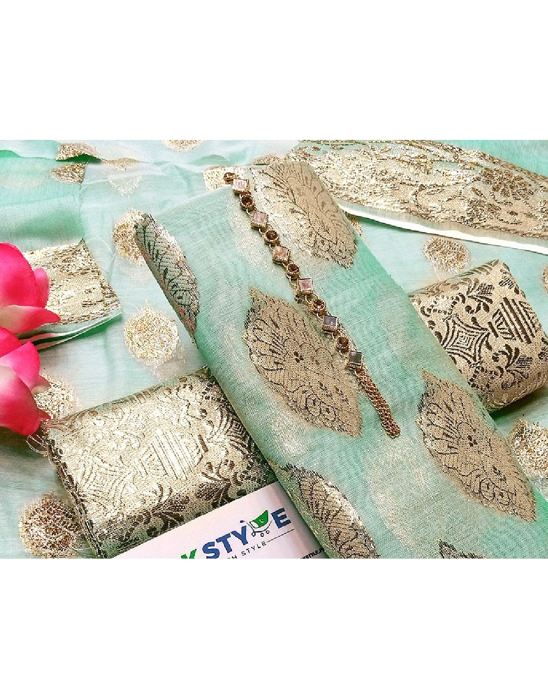 Glittering Lorex Weaved Cotton Jacquard Party Wear Dress