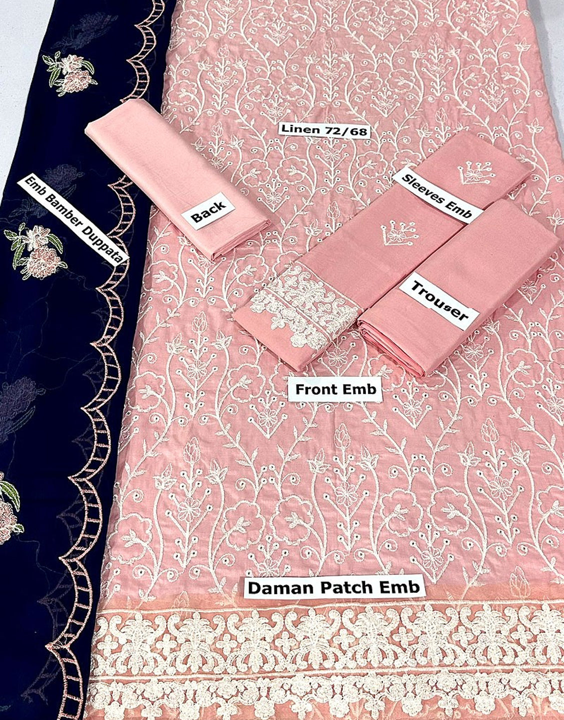 Luxury Embroidered Lawn Dress with Bamber Chiffon Dupatta