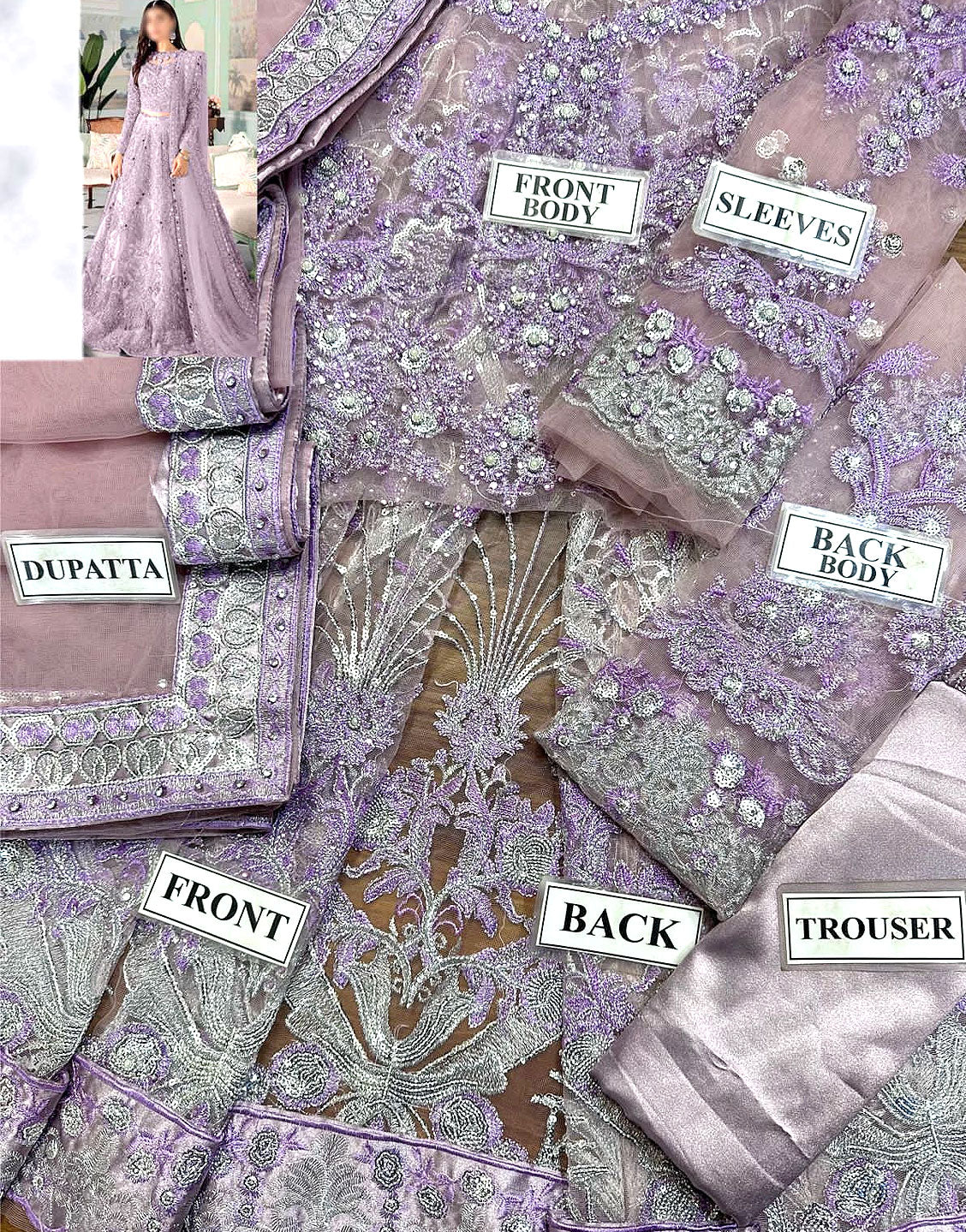 Luxury Handwork Heavy Embroidered Net Bridal Maxi Dress