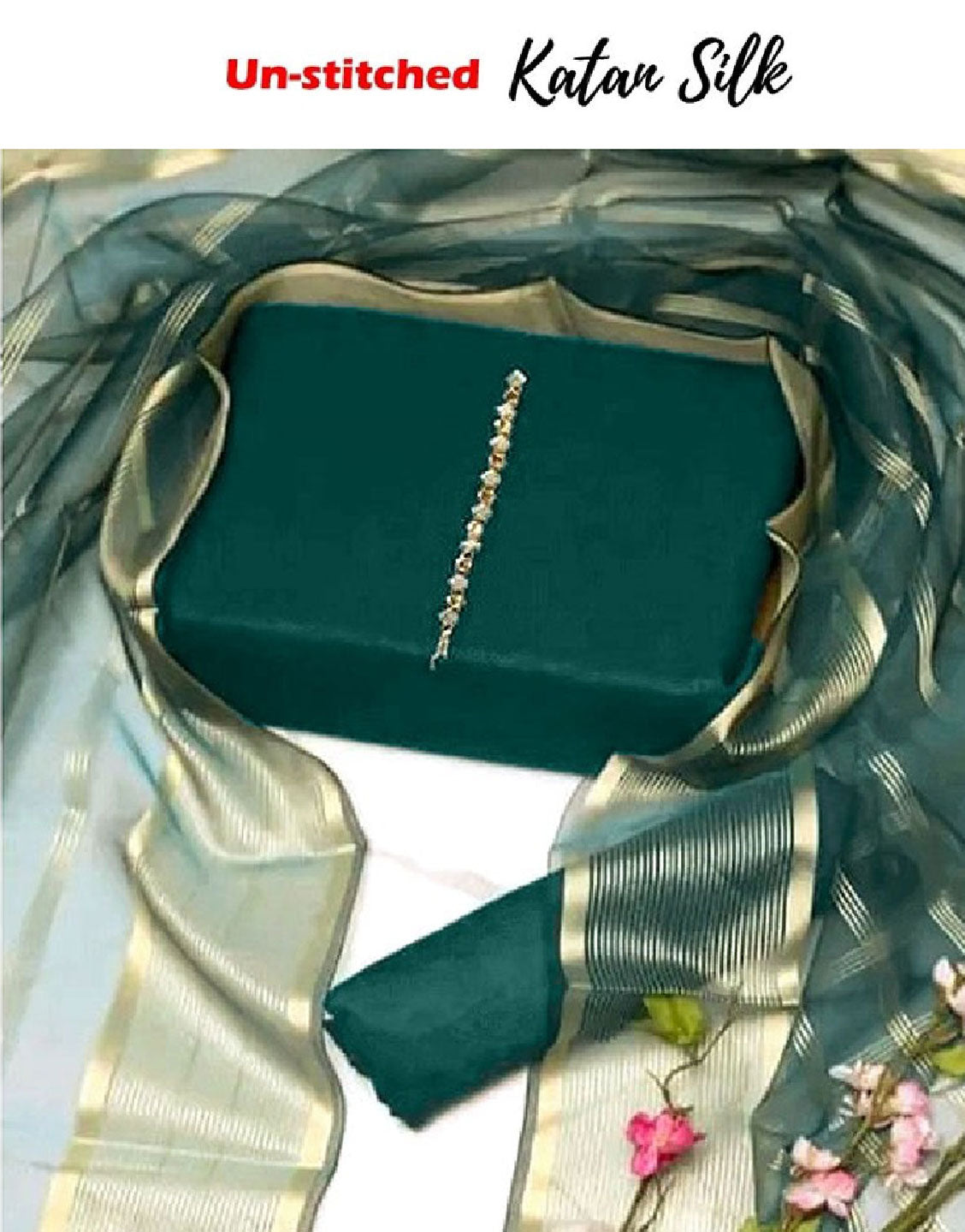 Banarsi Style Katan Silk Dress with Lining Organza Dupatta