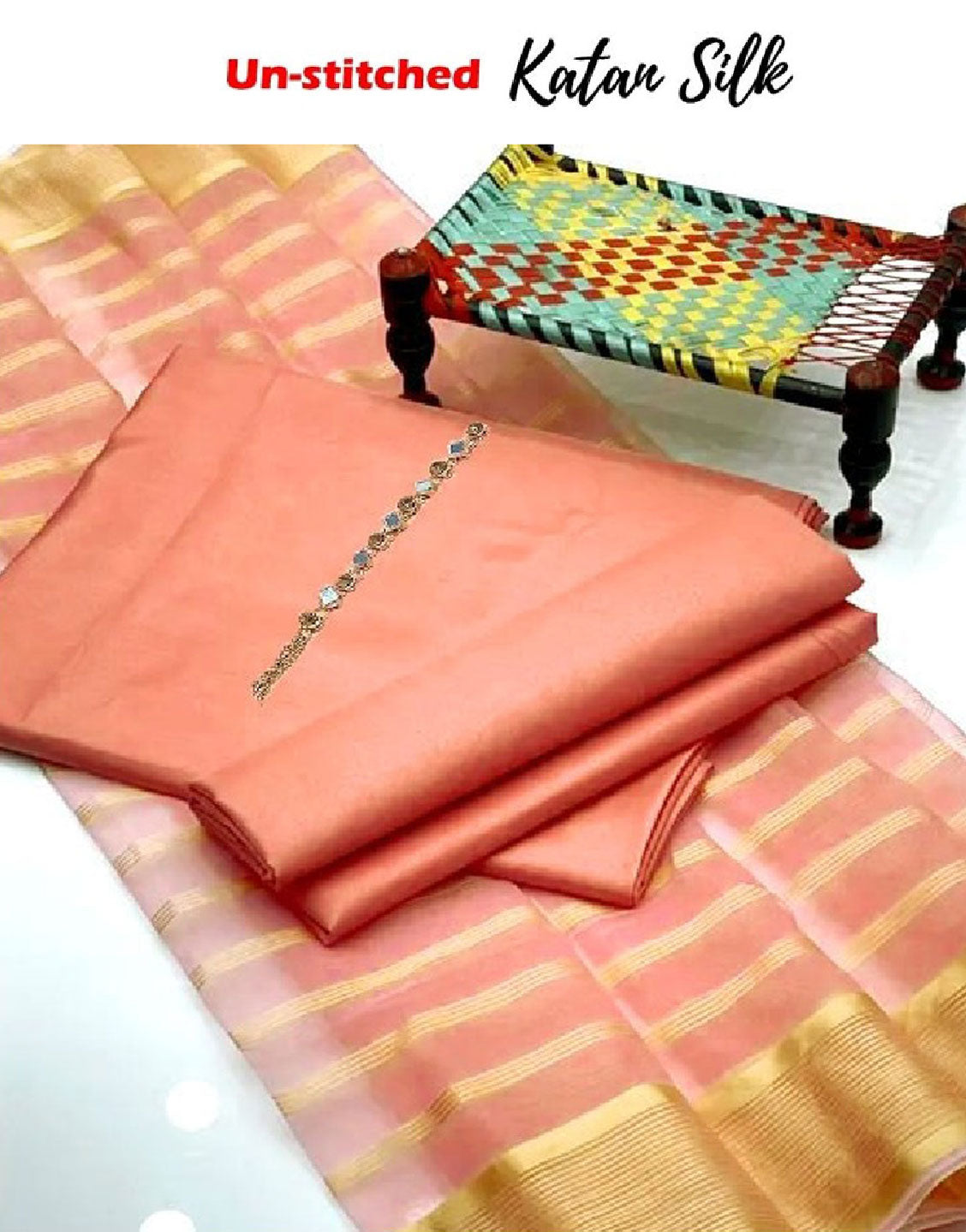 Banarsi Style Katan Silk Dress with Lining Organza Dupatta