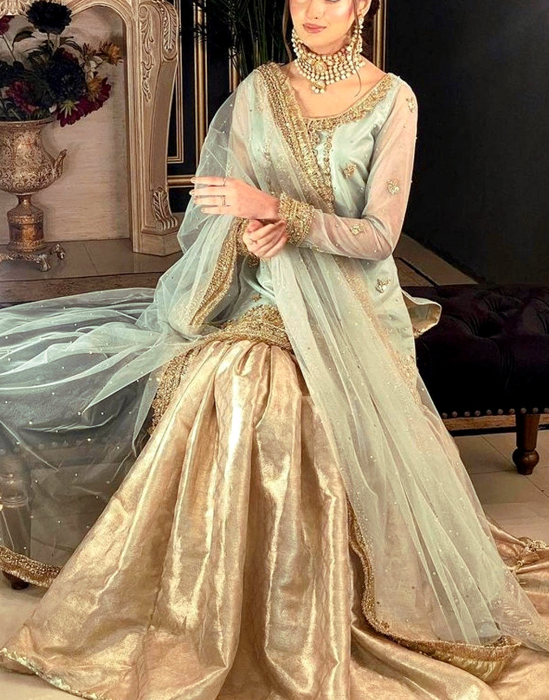 Heavy Embroidered with Masoori Wedding Dress