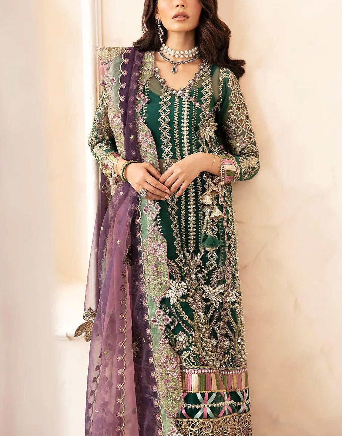 Luxury Handwork Heavy Embroidered Organza Wedding Dress with Inner