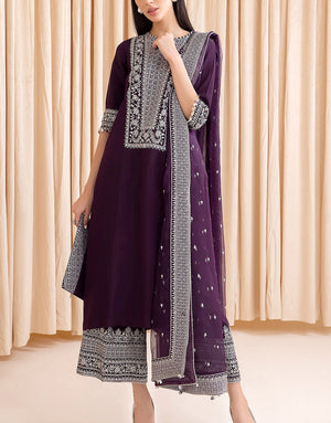 Heavy Embroidered Lawn Suit with Bamber Chiffon Dupatta