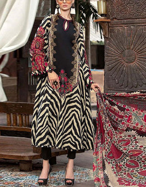 Trendy Embroidered Lawn Dress 2024 with Chiffon Dupatta