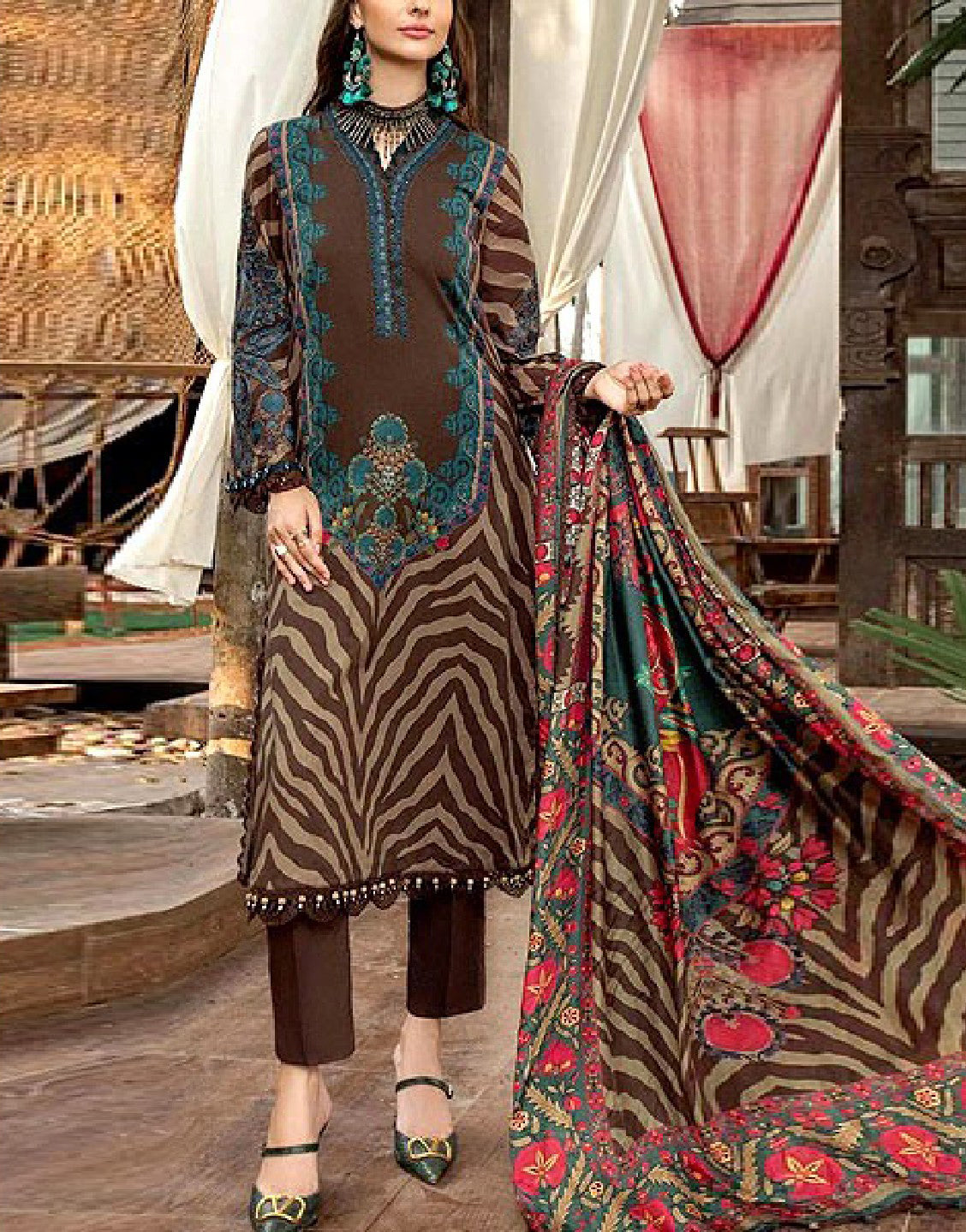 Trendy Embroidered Lawn Suit  with Chiffon Dupatta