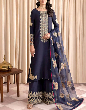 Fancy Embroidered Chiffon Party Wear Dress 2024 with Organza Dupatta