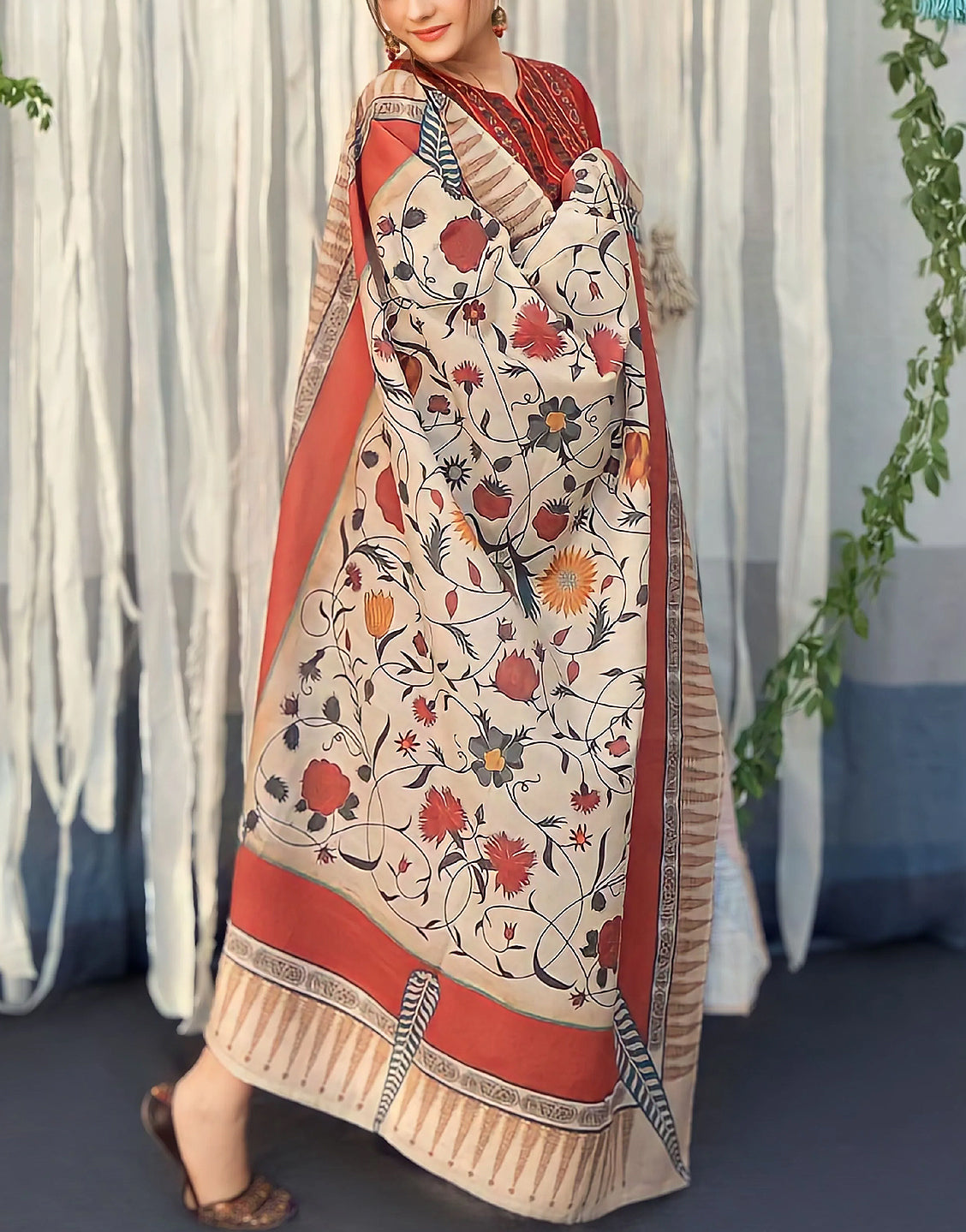 Elegant Sequins Embroidered Lawn Suit with Diamond Organza Dupatta