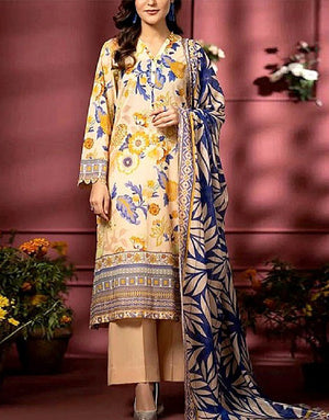 Digital All-Over Floral Print Lawn Dress with Lawn Dupatta
