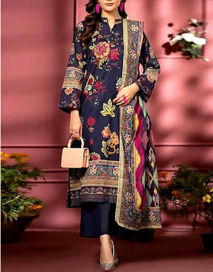 Digital All-Over Floral Print Lawn Dress with Lawn Dupatta