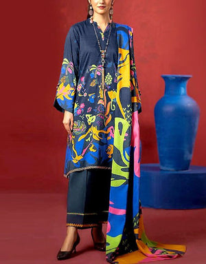 Digital Print Lawn Dress with Diamond Voil Dupatta