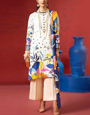 Digital Print Lawn Suit with Diamond Voil Dupatta