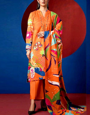 Digital Print Lawn Dress 2024 with Diamond Voil Dupatta