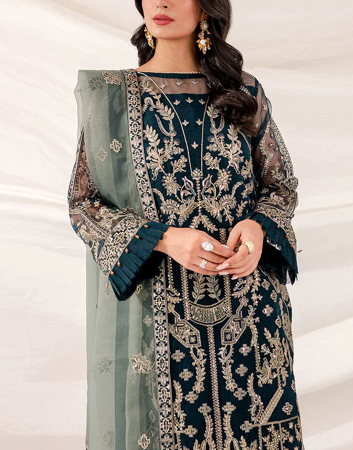 Luxury Heavy Embroidered Organza Wedding Dress